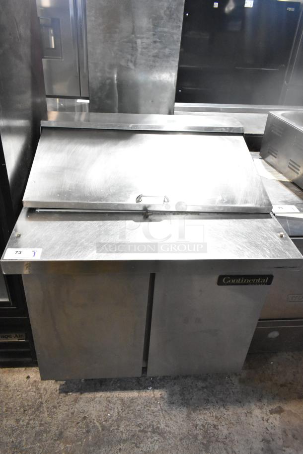Continental DL36-15M commercial sandwich salad prep table on casters, stainless steel, 115V, 1 phase, good condition.