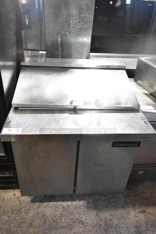 Continental DL36-15M commercial sandwich salad prep table on casters, stainless steel, 115V, 1 phase, good condition.