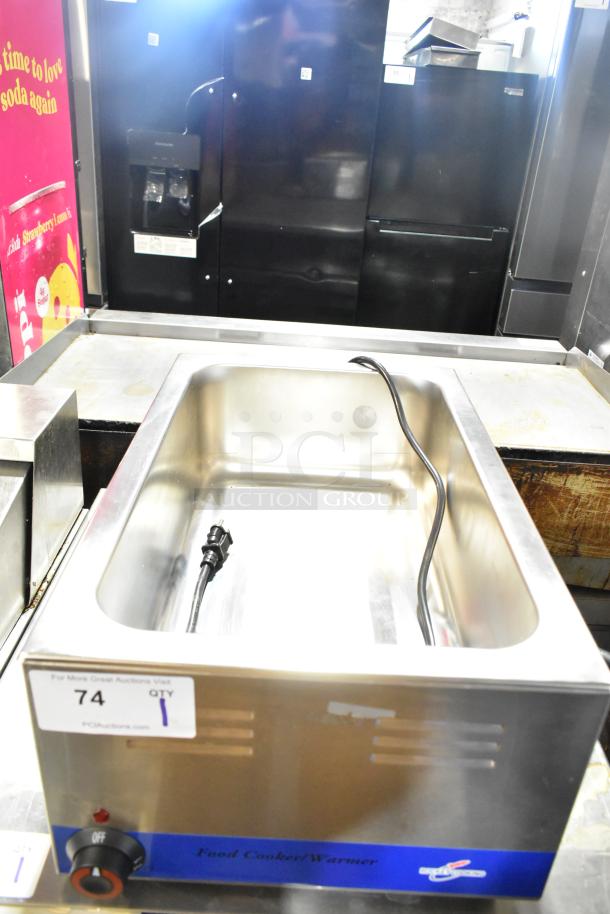 2025 Rocket Cooking RC-ENFW1204CK Commercial Food Warmer, stainless steel, 120V, 1 phase, item tag visible.