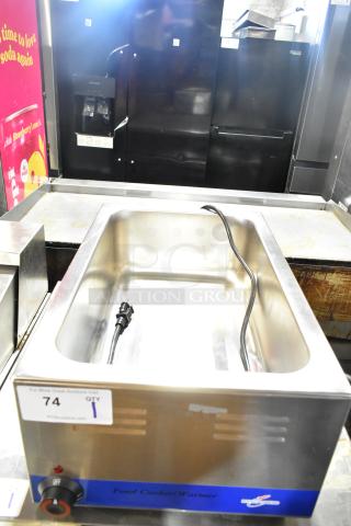 2025 Rocket Cooking RC-ENFW1204CK Commercial Food Warmer, stainless steel, 120V, 1 phase, item tag visible.