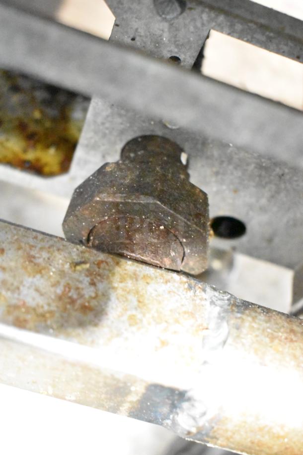 Pitco Frialator SR14-S deep fat fryer's metal components showing signs of rust and wear.