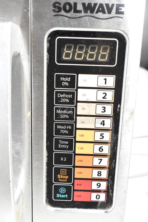 2021 Solwave 180MW1000SS Commercial Microwave Oven, digital keypad, 120V, 1 Phase, stainless steel, used condition.