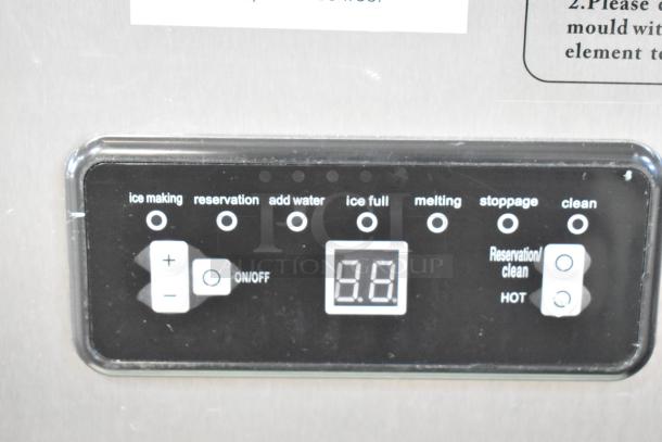 WQ30FT Commercial Undercounter Ice Machine control panel with indicators for ice making, water, and cleaning. Model WQ30FT.