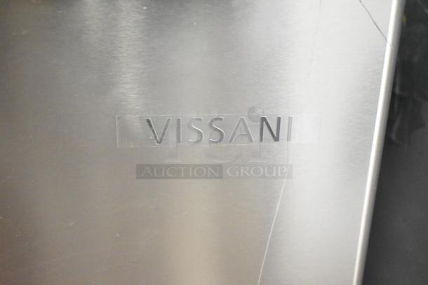 Vissani MDCM31SS5 Mini Cooler with freezer, new with scratches and dents, 115V, 1 Phase, Vissani logo visible.