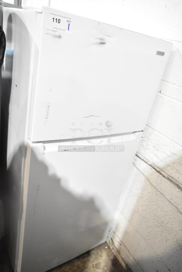 Brand new Vissani MDTF14WH5 reach-in cooler with freezer, 115V, 1 phase. Features visible dents and scratches.