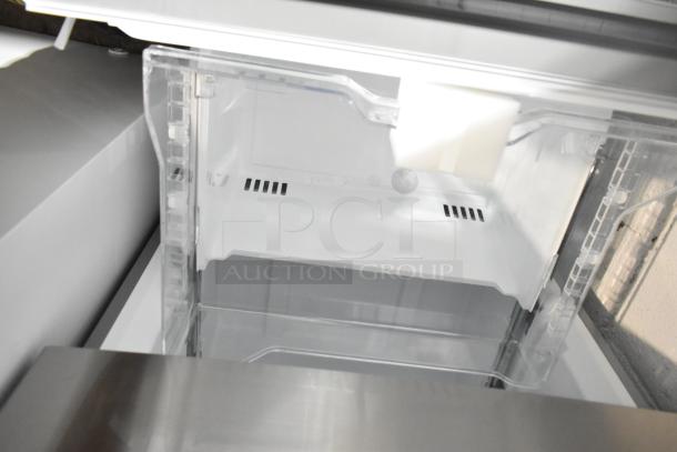Vissani MDBF18SS cooler, brand new, scratch and dent, featuring freezer drawer. Stainless steel, 115V, 1-phase.