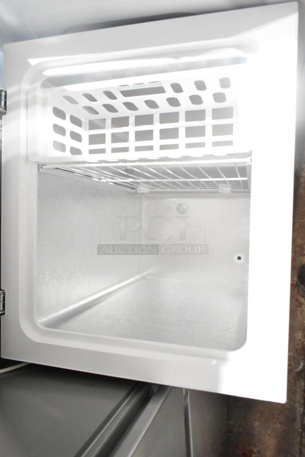 Brand new Vissani HMCF5W5 chest freezer, 2025 model, visible interior with basket, 115V, 1 Phase, scratch and dent condition.