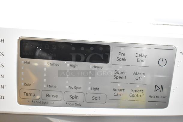 Brand new Samsung WF45B6300AW/US front load washer control panel. Features include temperature settings, rinse options, and various cycles.