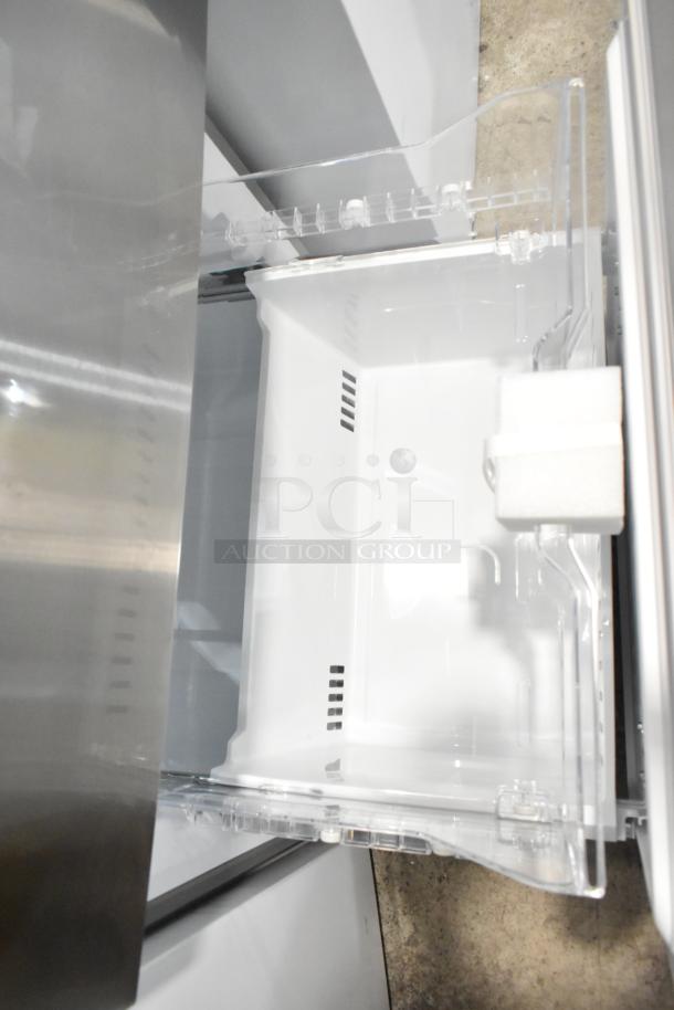 BRAND NEW Vissani MDBF18SS cooler with freezer drawer, 115V, 1 phase, stainless finish, minor cosmetic scratches, spacious interior.