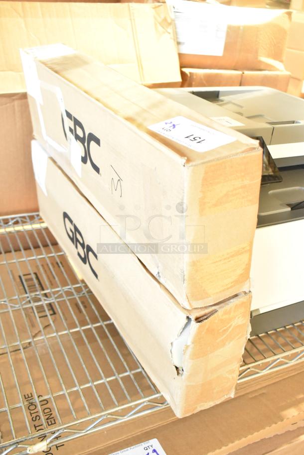 Two GBC Nap-Lam I laminating film rolls in original boxes. Boxes show minor scratches and dents, item is brand new.