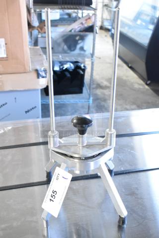 Vevor countertop vegetable slicer, metal construction, sturdy design, with a black knob handle. Tag indicates lot 155.