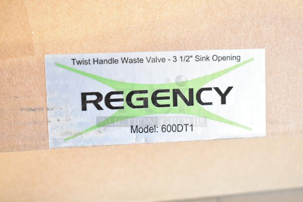 Brand new Regency 600DT1 twist handle waste valve for 3 1/2" sink opening. Scratch and dent condition.