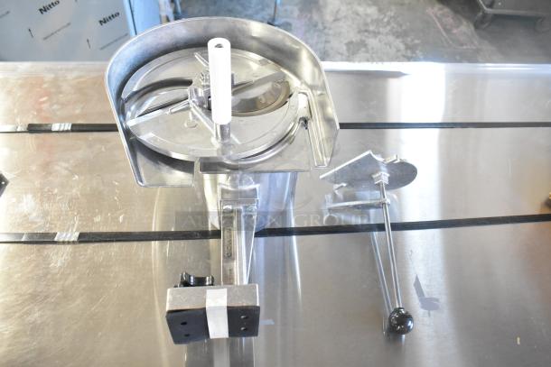 BRAND NEW Nemco 55200AN Vegetable Slicer, scratch and dent condition, includes slicing blade and hand-operated lever.