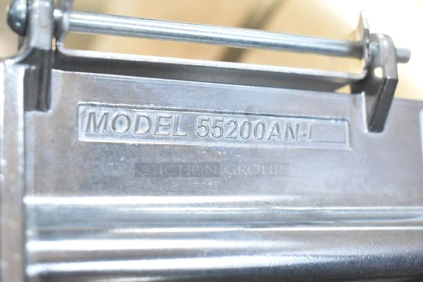 Alt text: Brand new Nemco 55200AN vegetable slicer, scratch and dent condition, model number displayed on metal surface.