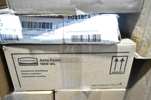 Boxes with visible labels including Rubbermaid Auto Foam 1000 mL and Paper Divider LGL. New scratch and dent condition.