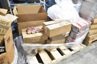 Mixed lot of 30 items including Coca-Cola and Tropicana, displayed in various boxes on a pallet; potential high value.