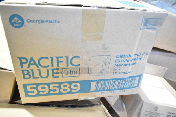 Box of Pacific Blue 59589 Dispenser, brand new with labels, indicating 24 scratch and dent items for auction.