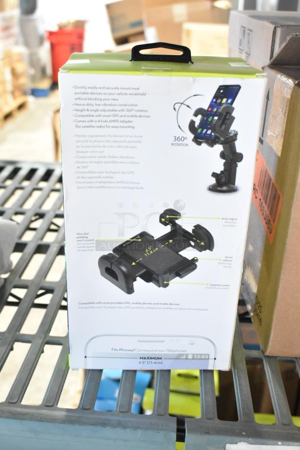 Bracketron Universal Pro Mount; new, scratch and dent. Adjustable phone window mount, 360° rotation, AMPS adapter.