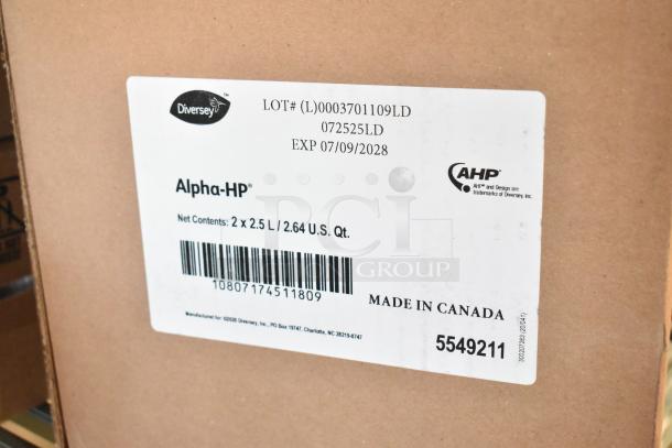 9 Brand New Scratch and Dent Items. Includes Diversey Alpha HP, 2x 2.5L bottles with 2028 expiration. Made in Canada.