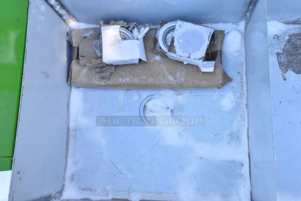 Regency 2 Bay Sink, brand new with visible scratches and dents. Includes accessories in packaging, slight cosmetic damage.