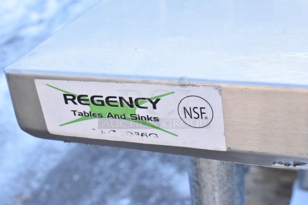 Two Regency tables with under shelves, model 600T1824G. Label shows brand name and NSF certification.