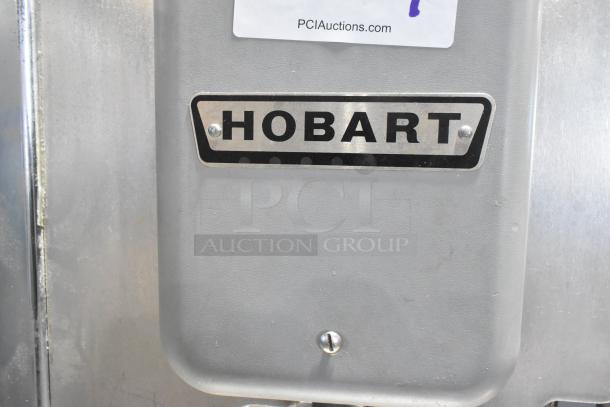 Hobart 5614 Commercial Meat Saw, floor style, 200-230V, 3 phase, visible Hobart logo, sturdy metal construction.