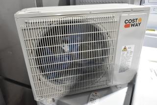 Costway FP10788US Split Type Air Conditioner, 208-230V, 1 Phase. Visible label with safety warnings and Costway branding.