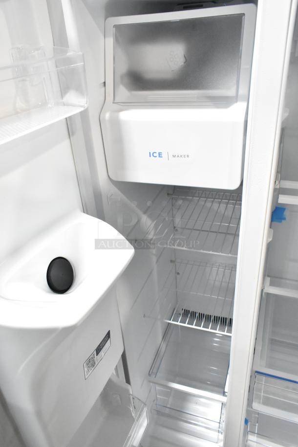 2025 Frigidaire FRSS2623ASN French Door Cooler, new scratch and dent. Features ice maker, drawer freezer, water/ice dispenser.