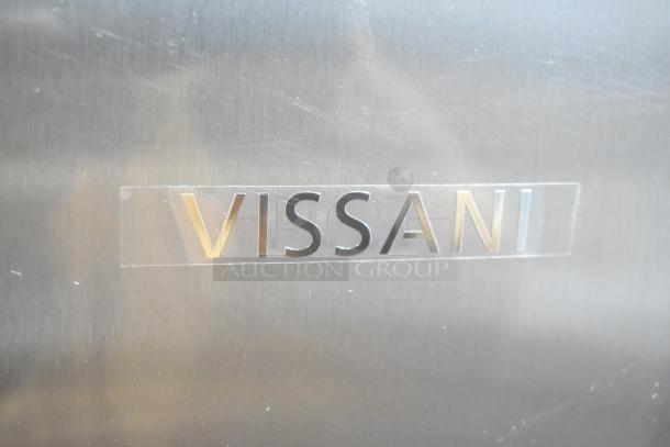 Vissani HVAR43GSE mini cooler, brand new scratch and dent, 115 volts, 1 phase. Visible Vissani logo on stainless surface.