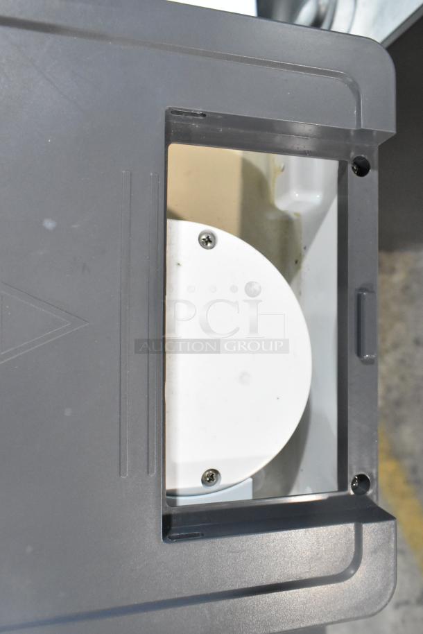 Frigidaire Gallery EFIC201-BLACK countertop ice maker, 115 volts, 1 phase. Close-up on top panel and ice compartment.