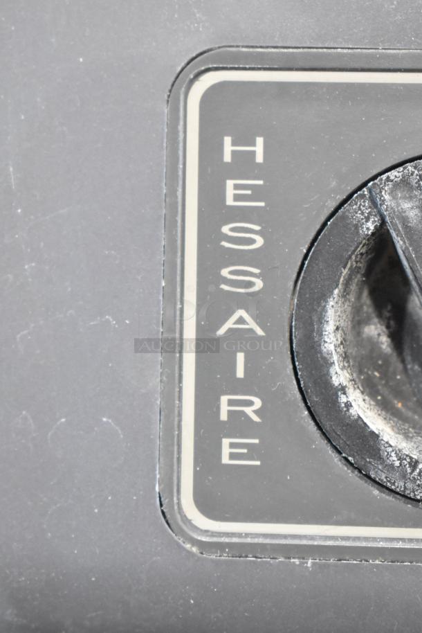 Hessaire MC37V Mobile Evaporative Cooler control panel, visible branding. Model MC37V, 110-120V, 1 Phase.