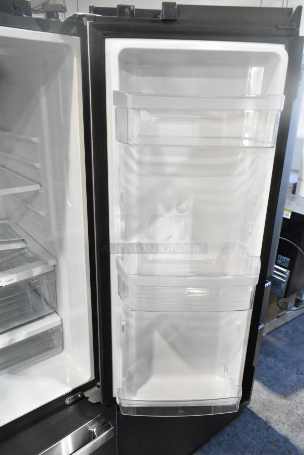 General Electric GNE27JYMYFFS French door fridge with drawer freezer, brand new scratch and dent, 115 volts, 1 phase.