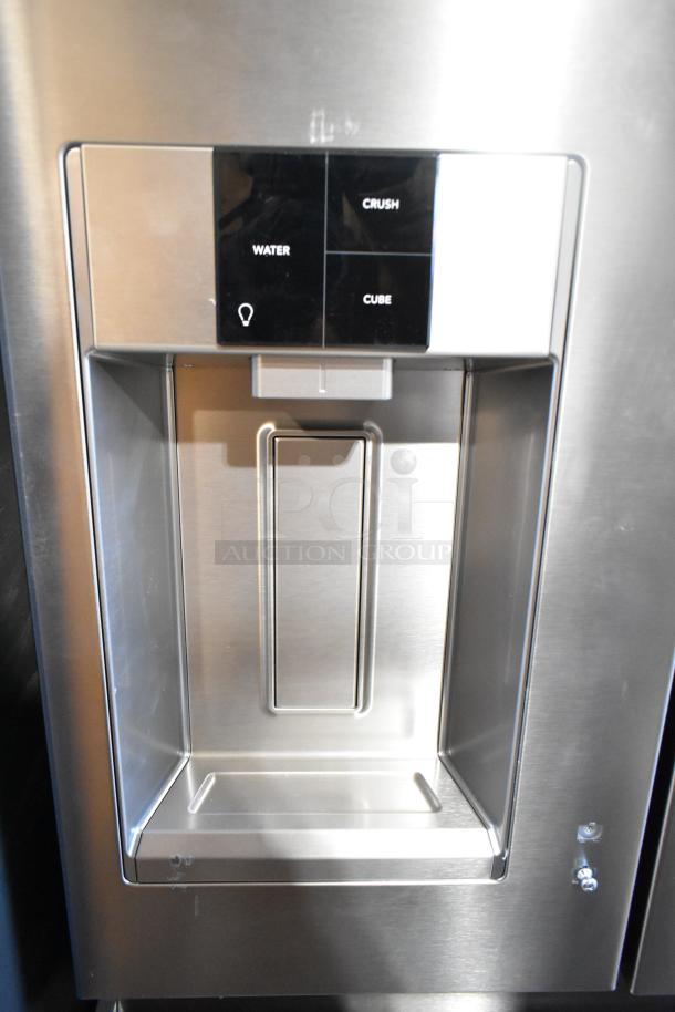 Frigidaire Professional French Door Cooler, new with scratches, drawer freezer, water/ice dispenser, 115V, 1 phase.