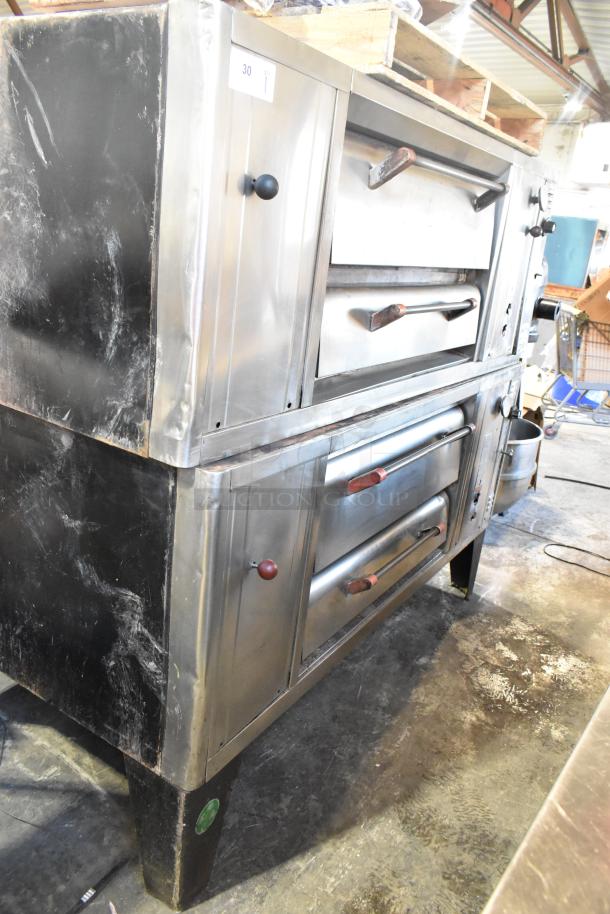Bari M54S Commercial Natural Gas Single Deck Pizza Oven with cooking stones, metal legs, 80,000 BTU, used condition.