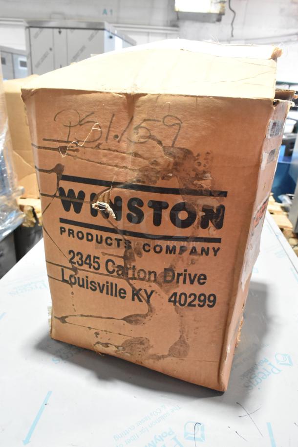 Brand new metal rack for Winston Pressure Fryer in damaged packaging, visible brand markings, located in Louisville, KY.