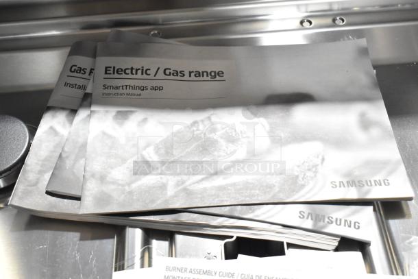 Samsung gas range manuals. Includes electric/gas range guide and SmartThings app instructions. Brand new condition.