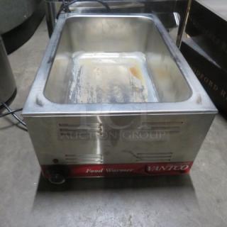 Avantco Food Warmer, Model 177W50, 120 Volt, stainless steel, visible wear on interior, Avantco branding on front.