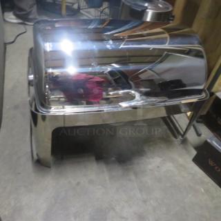 Heavy Duty Stainless Steel Full Size Roll Top Chafer, shiny finish, good condition.