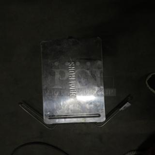 Camerons stainless steel stovetop smoker, visible markings show "CAMERONS," used condition, compact size, and removable lid.