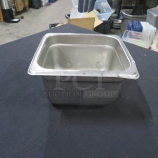 1/6 size 4-inch deep hotel pan, stainless steel, model 3XBID, lightly used, suitable for catering or restaurant use.