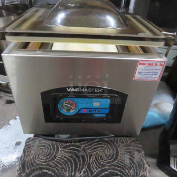 Vacmaster VP321 vacuum sealer, stainless steel, blue control panel, visible branding, used condition, priced at $2550.