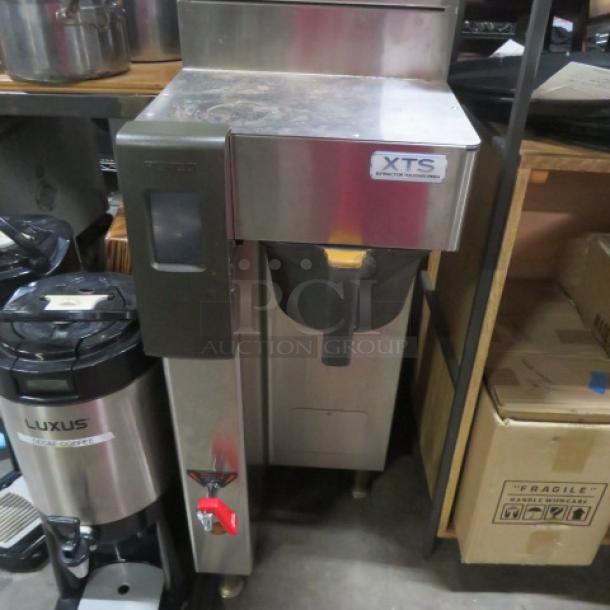 Fetco XTS Single Digital Coffee Brewer, model CBS-2151-XTS. Stainless steel, 208/240V, 1 Phase. Dimensions: 13x22.5x36.5 inches.