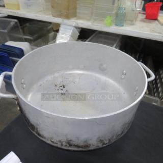 14x6 aluminum braising pan with handles, used condition with visible wear; ideal for cooking large meals.