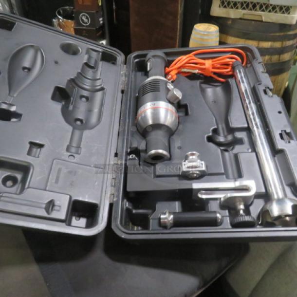 Kitchenaid 18" variable speed immersion blender, model KHBC4180B, in carry case. Includes accessories. Pristine condition.