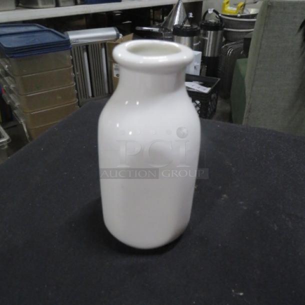 Fortessa Mini Milk Bottle, white ceramic, smooth finish, excellent condition, 12XBID. Simple, rustic charm.