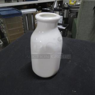 Fortessa Mini Milk Bottle, white ceramic, smooth finish, excellent condition, 12XBID. Simple, rustic charm.