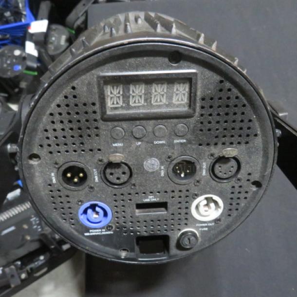 Chauvet Slim Par Pro QZ12 LED Wash Light, Model SLIMPAR PRO QZ12. Features DMX input/output and power connections.