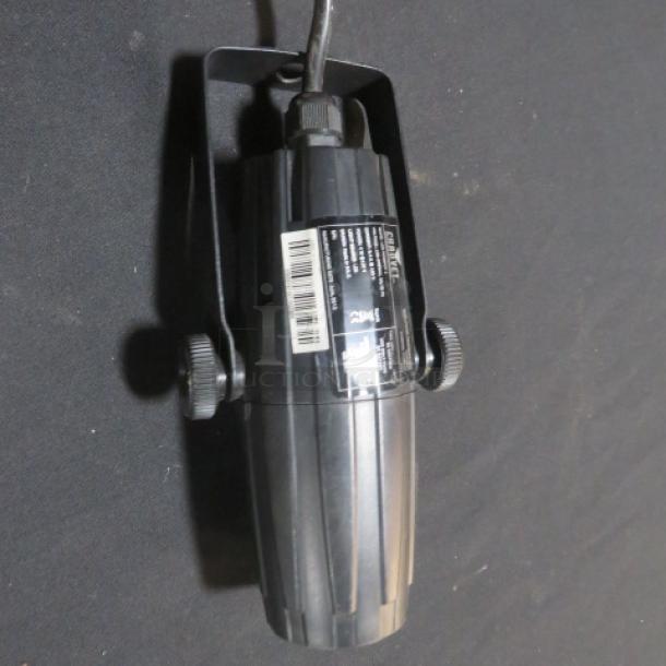 Chauvet LED Pin Light LEDPINSPOT2 in good condition, 120 Volt. Black casing with adjustable mount bracket.