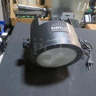 Chauvet COREPAR UV120ILS Wash Light, black, visible plug. Logo: "Nashville Lighting & Production" on side. Excellent condition.