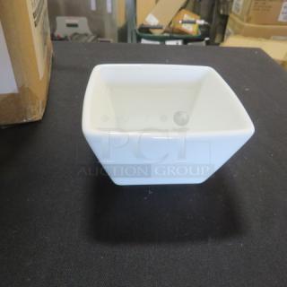 New World 8oz Bouillon/Salsa Cup, Model SL-8, white ceramic, mint condition, square shape.